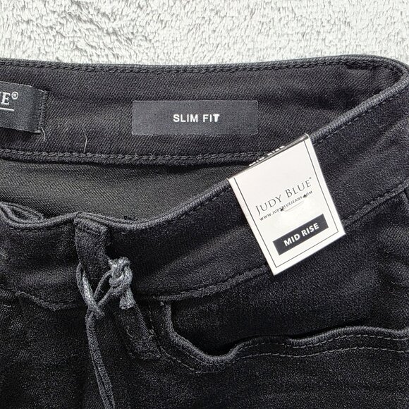 Judy Blue Jeans Womens 7 28 Black Slim Fit Mid Rise Distressed Stretch JB88137 - Picture 5 of 13